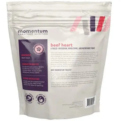 Momentum Carnivore Nutrition Freeze Dried Raw Beef Hearts 3 Oz Momentum