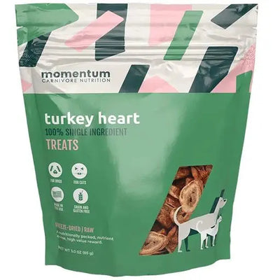 Momentum Carnivore Nutrition Freeze Dried Raw Turkey Hearts Treats 3oz Momentum