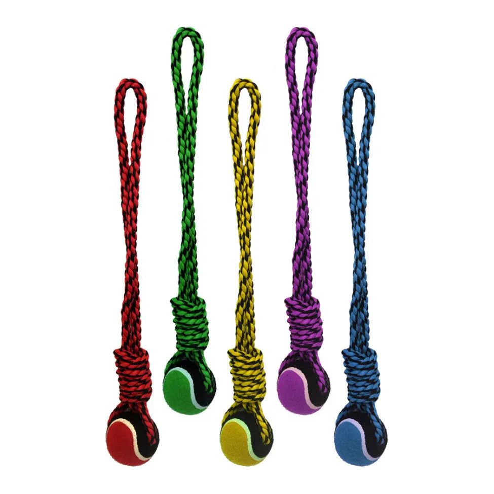 Multipet Nuts for Knots 20in Rope Tug Dog Toy With Tennis Ball 20 in Multipet