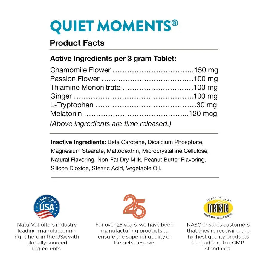 NaturVet Time Release Quiet Moments Tasty Chewable Tablets Naturvet®