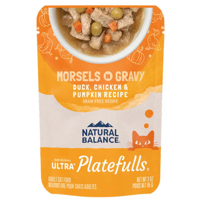 Natural Balance Pet Foods Ultra Platefulls Morsels Duck, Chicken & Pumpkin in Gravy Indoor Wet Cat Food 24ea/3 oz Natural Balance