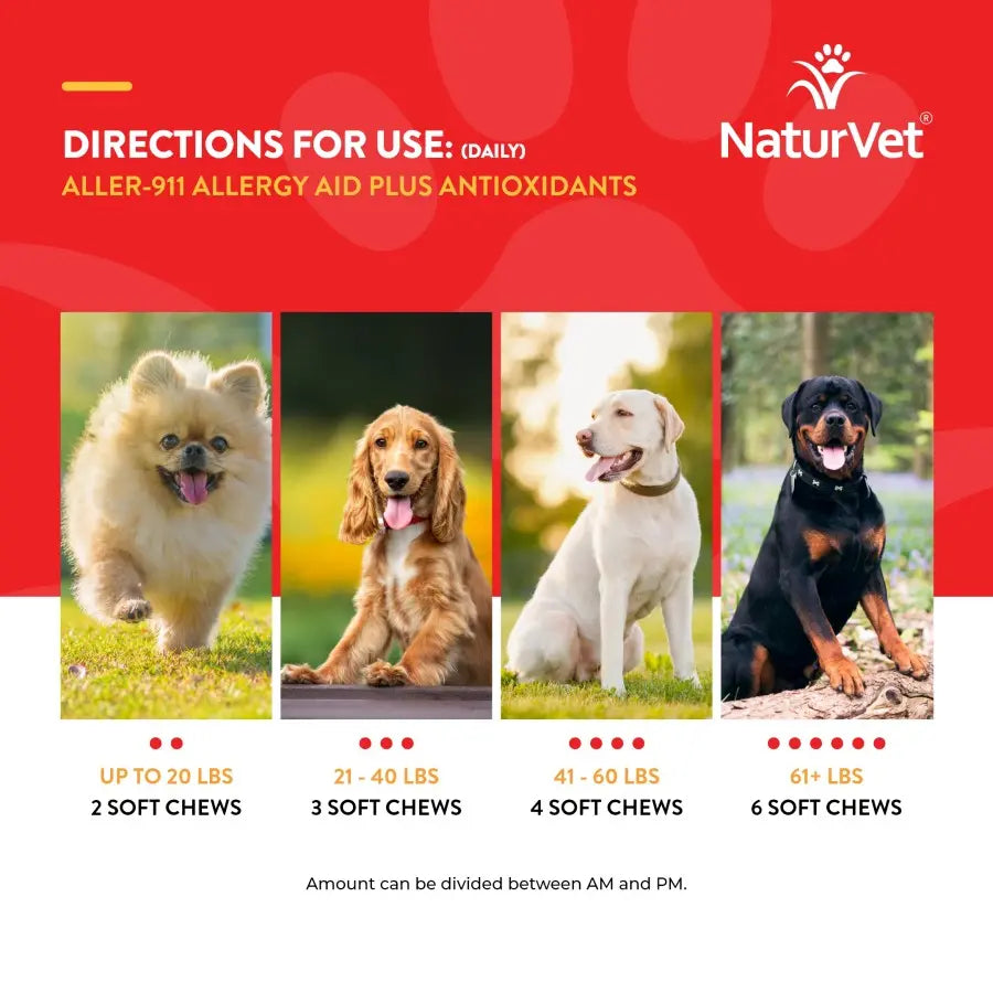 Naturvet® Aller-911® Wheat Free Allergy Aid Plus Antioxidants Dogs & Cats Soft Chews 70 Count Naturvet®