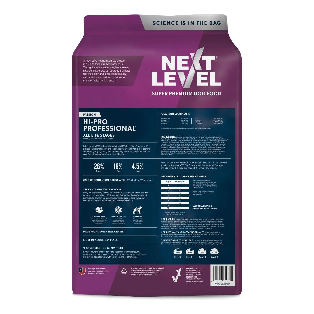 Next Level Hi Pro Professional All Life Stages Dry Dog Food 40 lb