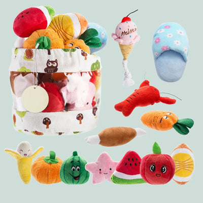 Nocciola 12-Pack Squeaky Dog Toys with Carry Bag Nocciola