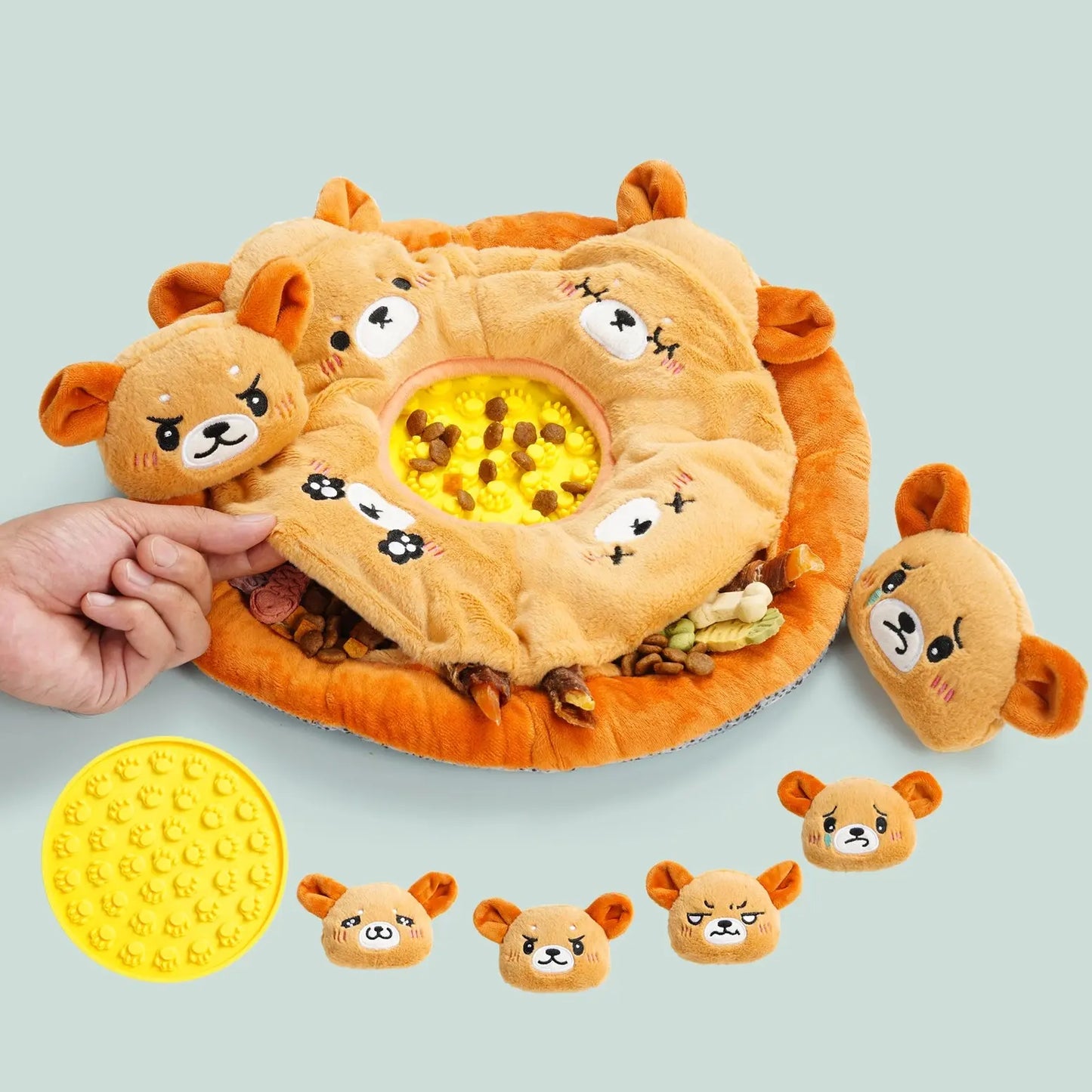 Nocciola 6-in-1 Bear Squeaky Dog Toys for Training & Anxiety Relief Nocciola