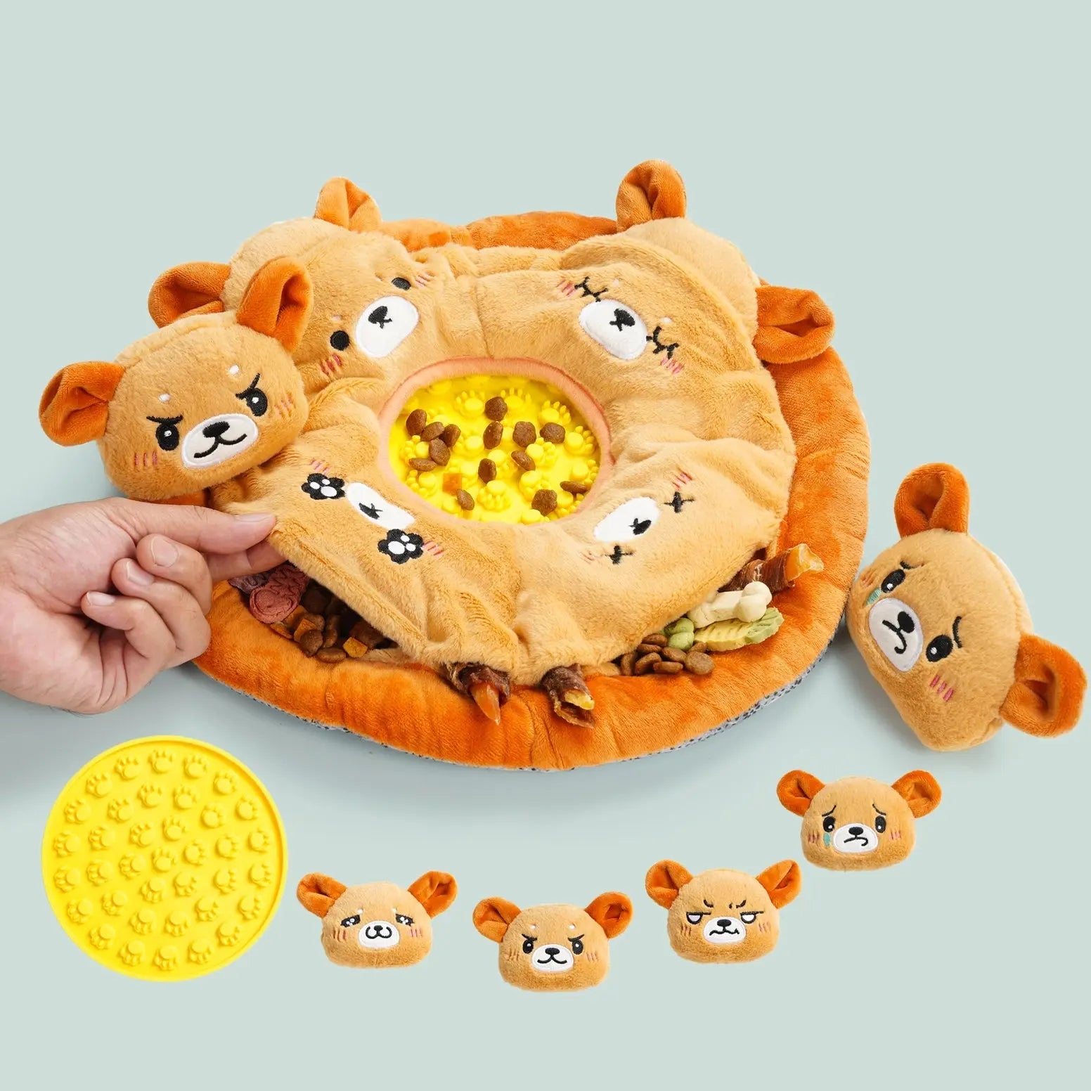 Nocciola 6-in-1 Bear Squeaky Dog Toys for Training & Anxiety Relief Nocciola