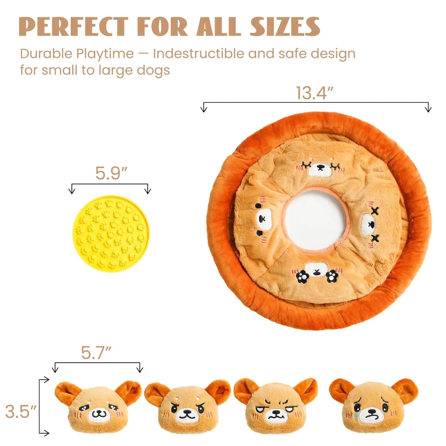 Nocciola 6-in-1 Bear Squeaky Dog Toys for Training & Anxiety Relief Nocciola