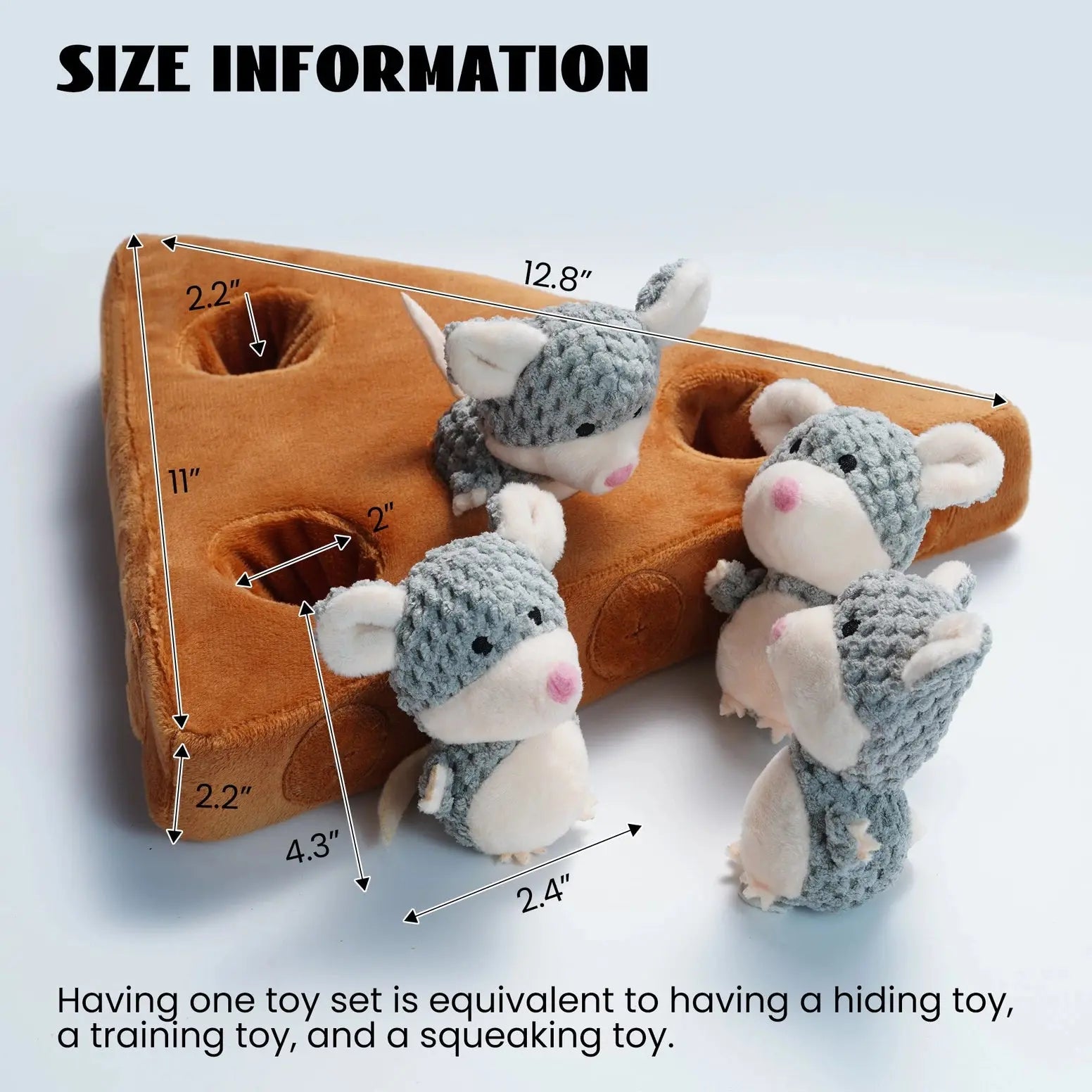 Nocciola Enrichment Toys for Dogs - Squeaky Mouse & Treat Hiding Pockets Nocciola
