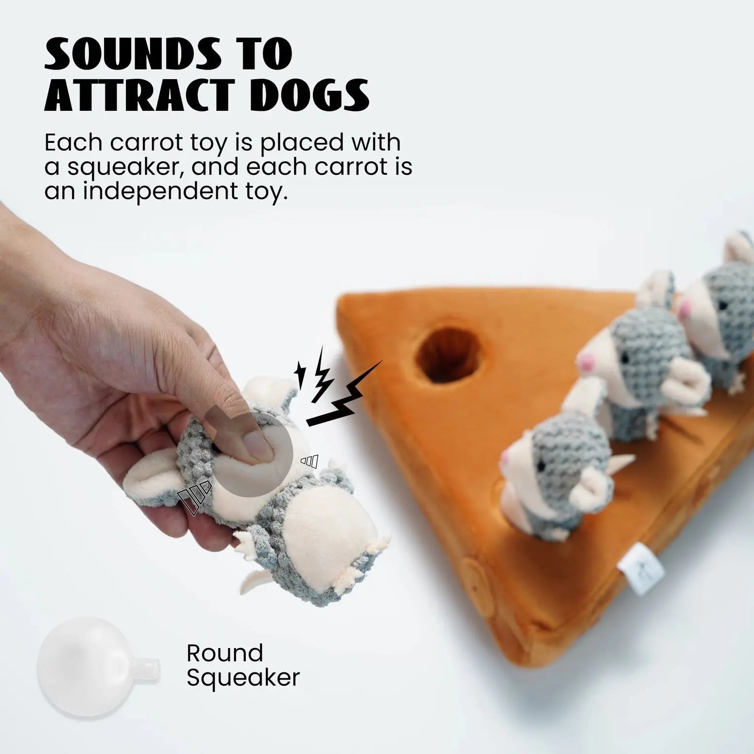 Nocciola Enrichment Toys for Dogs - Squeaky Mouse & Treat Hiding Pockets Nocciola
