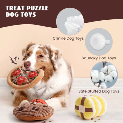Nocciola Food-Themed Puzzle Dog Toys with Crinkle and Squeak Sounds Nocciola