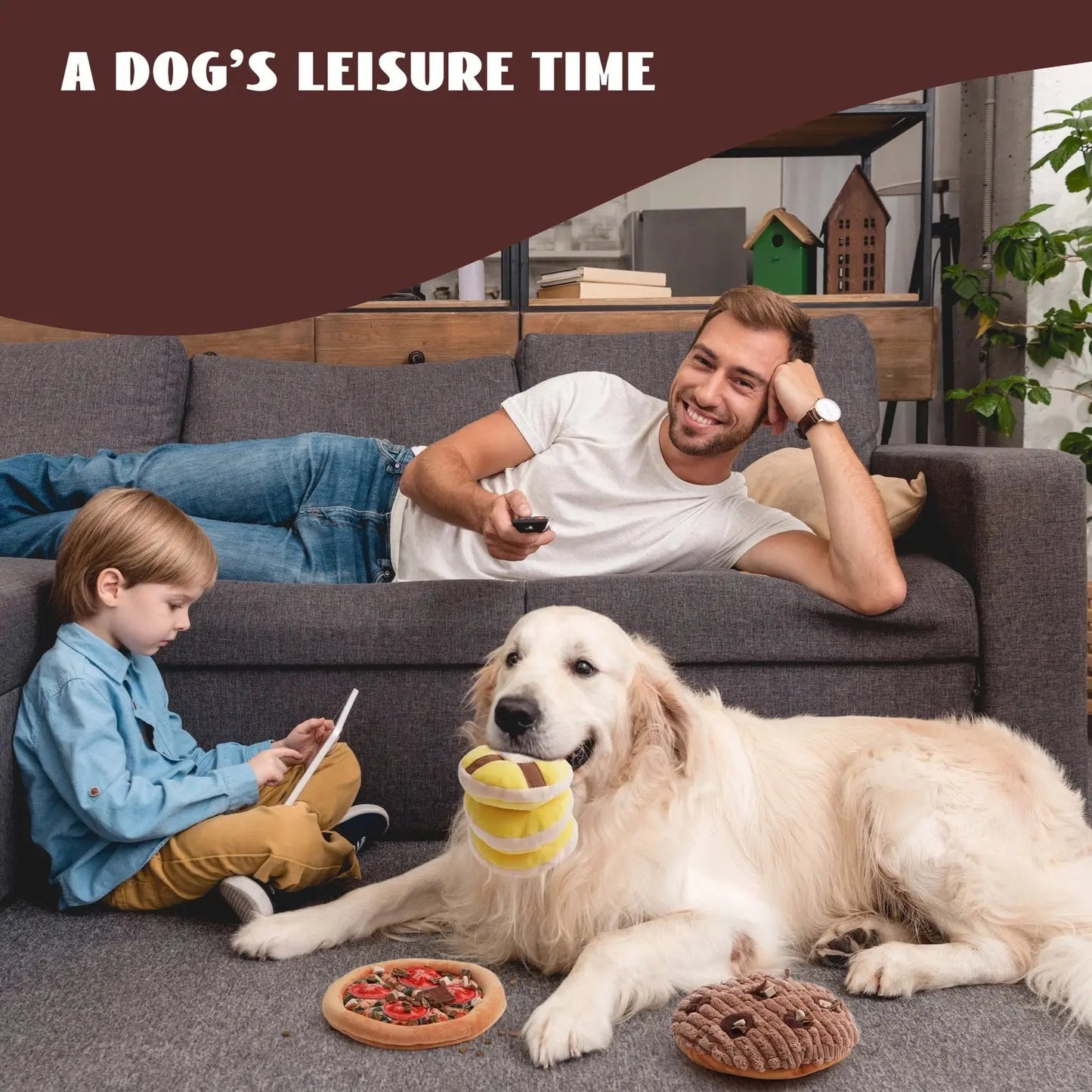 Nocciola Food-Themed Puzzle Dog Toys with Crinkle and Squeak Sounds Nocciola