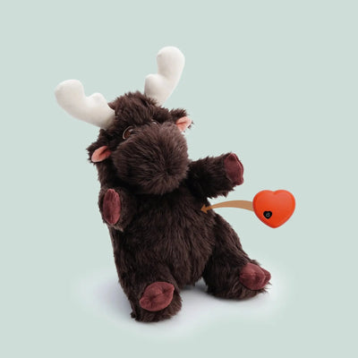 Nocciola Fuzzwoof Moose Heartbeat Comfort Plush Dog Toy Nocciola
