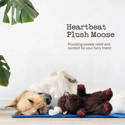 Nocciola Fuzzwoof Moose Heartbeat Comfort Plush Dog Toy Nocciola