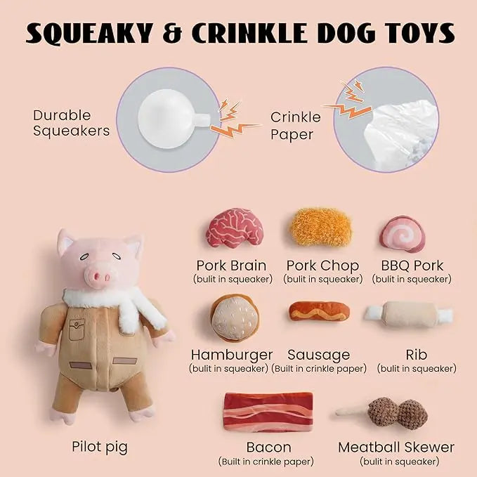 Nocciola Hide-and-Seek Pig Toy Bundle for Dogs Nocciola