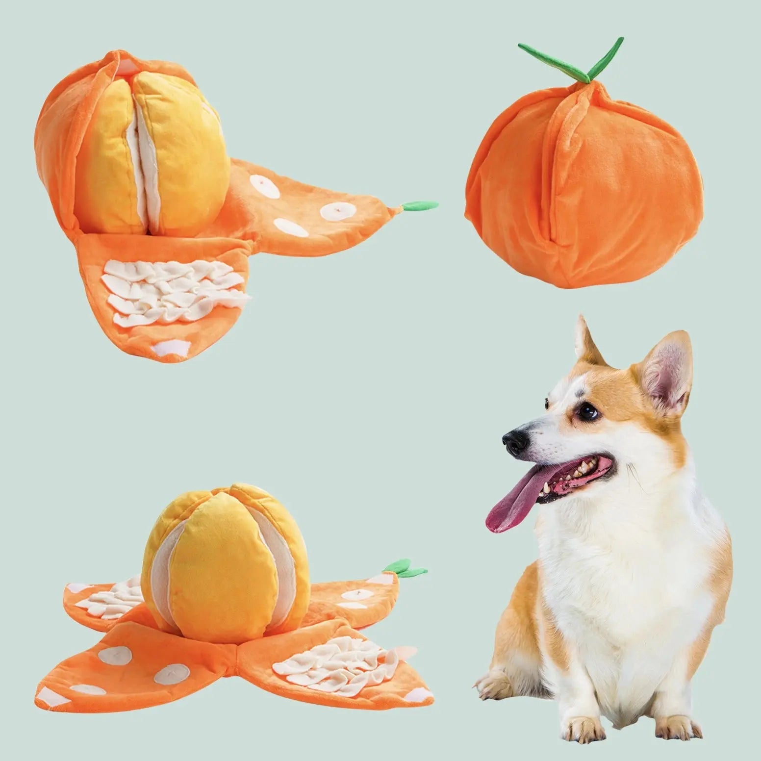 Nocciola Interactive Tangerine Plush Dog Toys with Hidden Surprises Nocciola