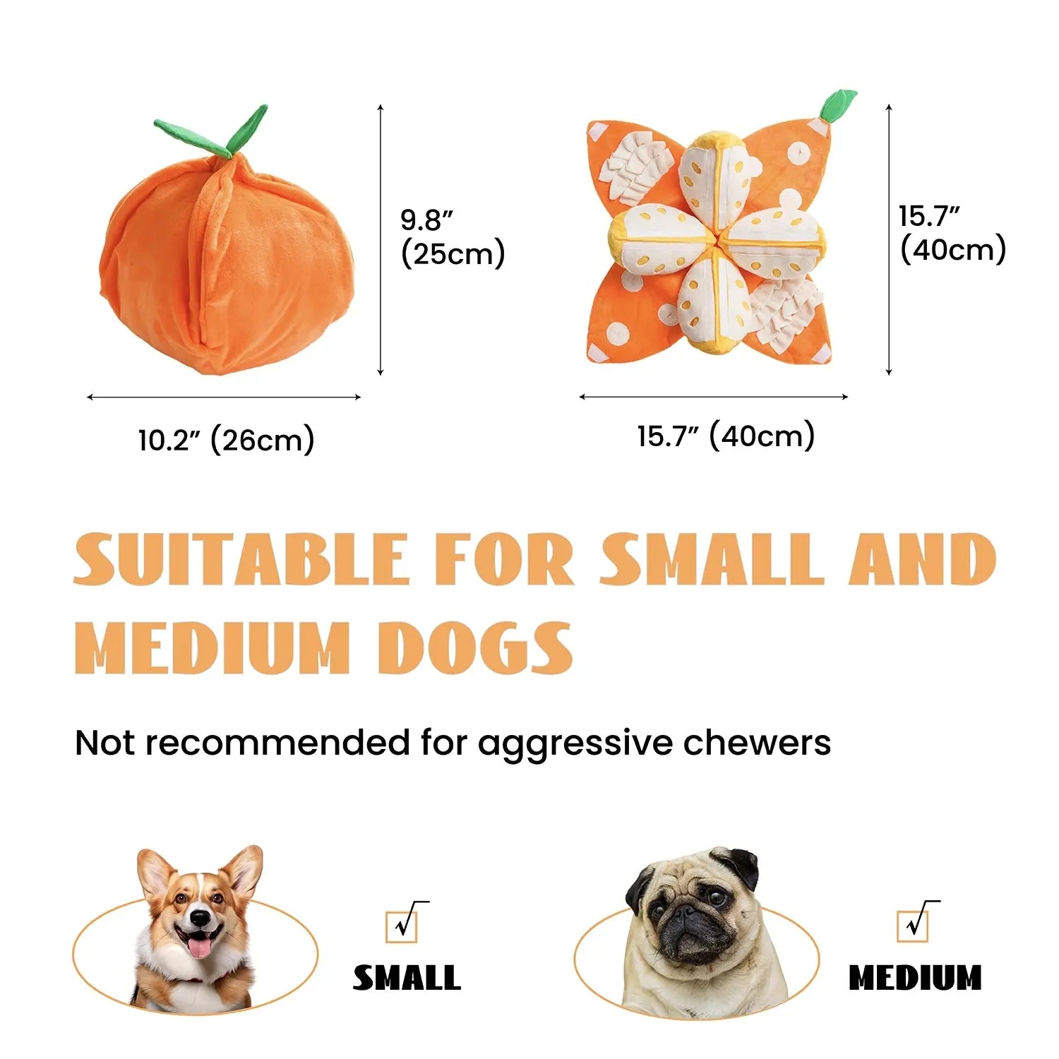 Nocciola Interactive Tangerine Plush Dog Toys with Hidden Surprises Nocciola