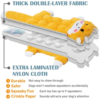 Nocciola Stuffing-Free Plush Dog Toys with Sound & Crinkle Fun Nocciola