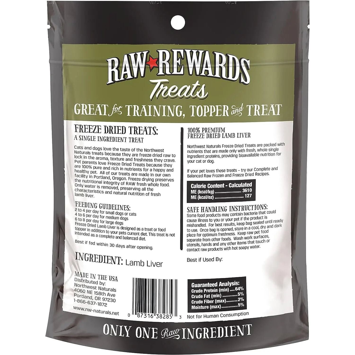 Northwest Naturals Lamb Liver  Freeze-Dried Treats for Dogs and Cats 3oz Northwest Naturals