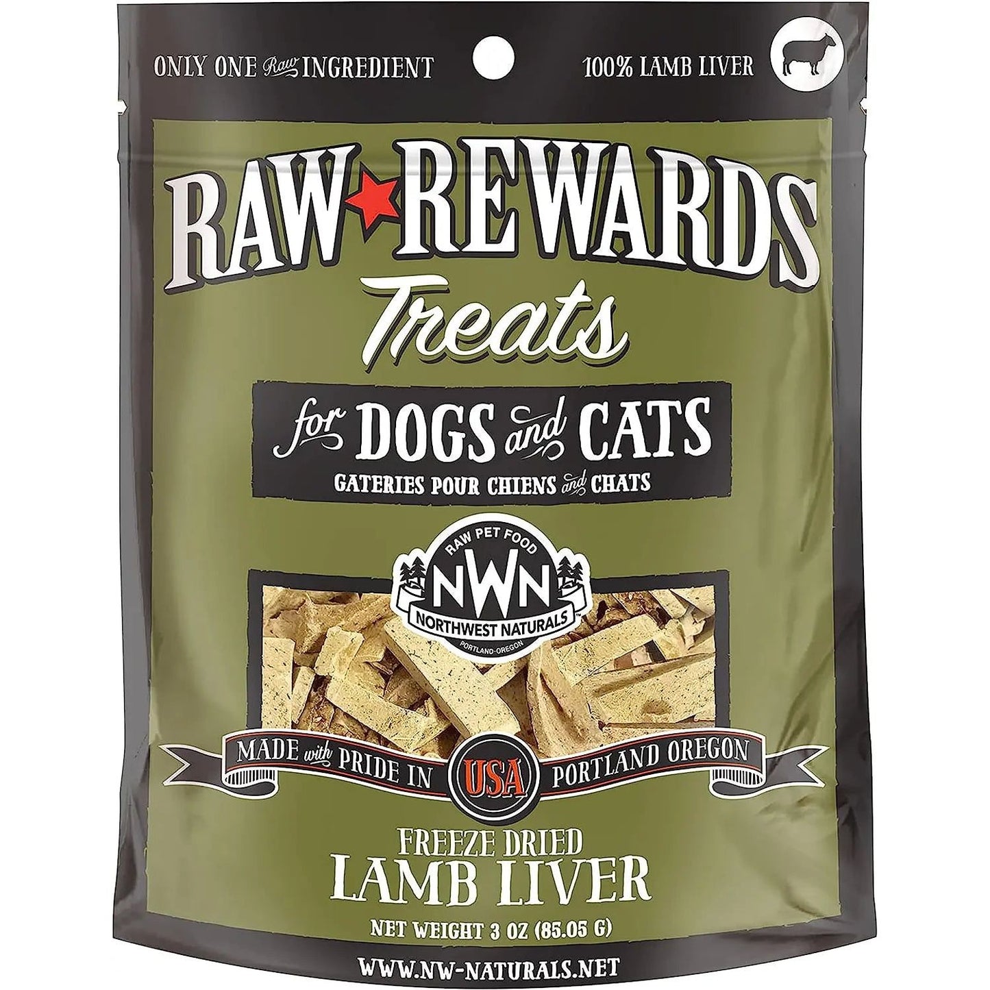 Northwest Naturals Lamb Liver  Freeze-Dried Treats for Dogs and Cats 3oz Northwest Naturals