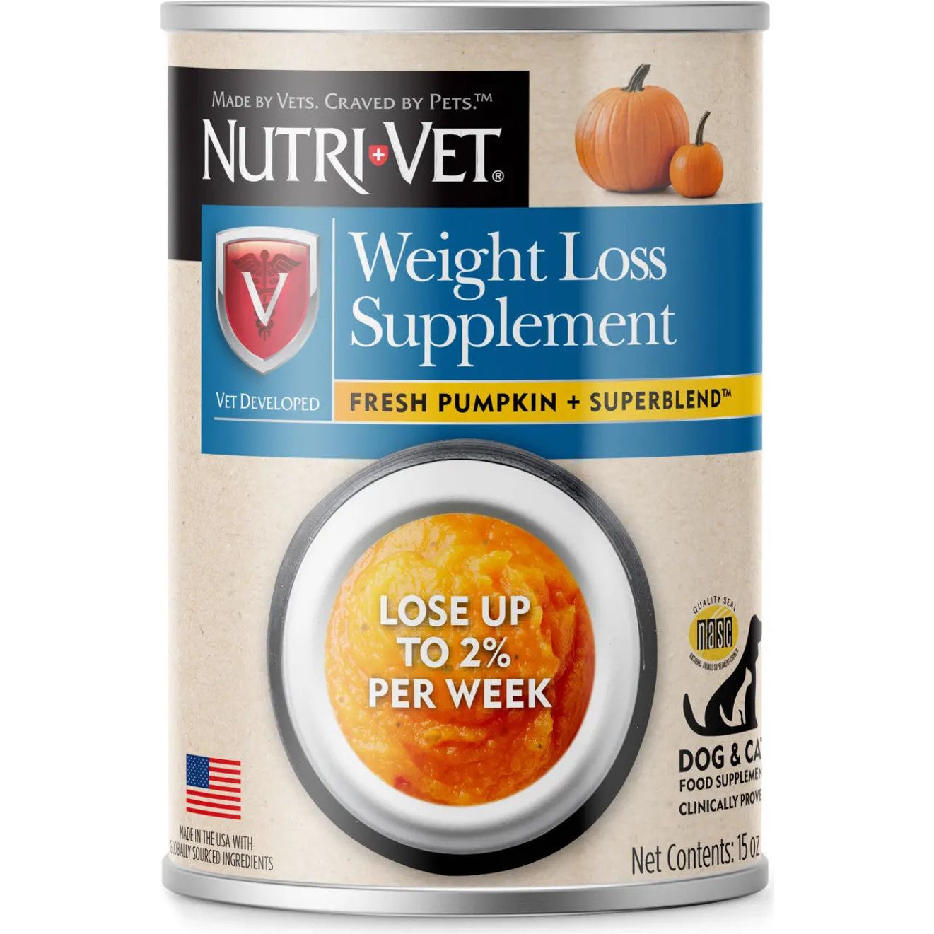 Nutri-Vet Weight Loss Supplement Fresh Pumpkin & Superblend 15oz Nutri-Vet