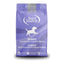 A 5 lb purple bag of NutriSource Choice Chicken Meal & Barley Recipe Puppy Dry Dog Food features a white puppy silhouette, grain-inclusive formula, bilingual English and French labeling, and benefit icons at the bottom.