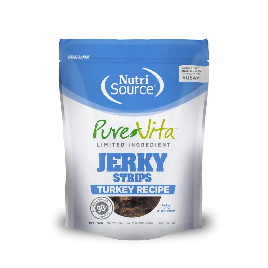 NutriSource PureVita LID Jerky Strips Dog Treats 4 oz NutriSource