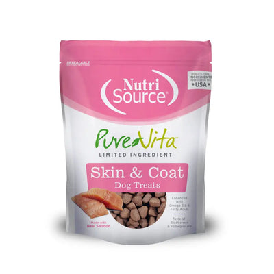 NutriSource PureVita LID Skin and Coat Salmon Dog Treats 6 oz NutriSource