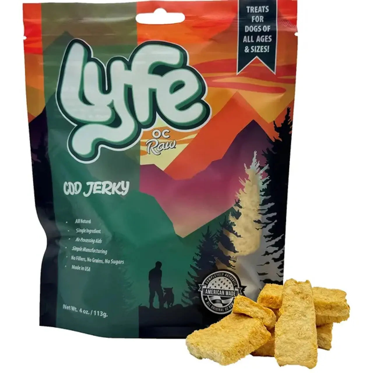 OC Lyfe Cod Jerky for Dogs 4oz OC Raw