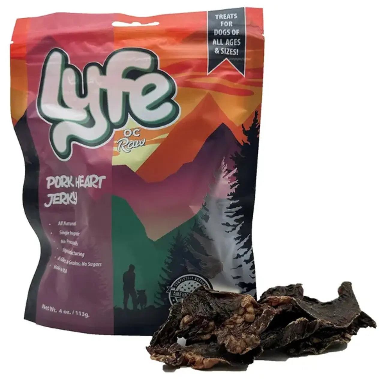 OC Lyfe Pork Heart Jerky for Dogs 4oz OC Raw