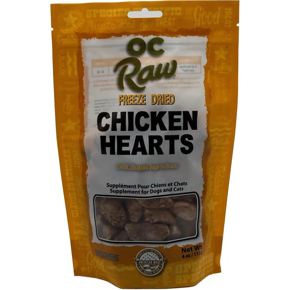 OC Raw Chicken Hearts  Freeze Dried Dog Treats 4oz OC Raw