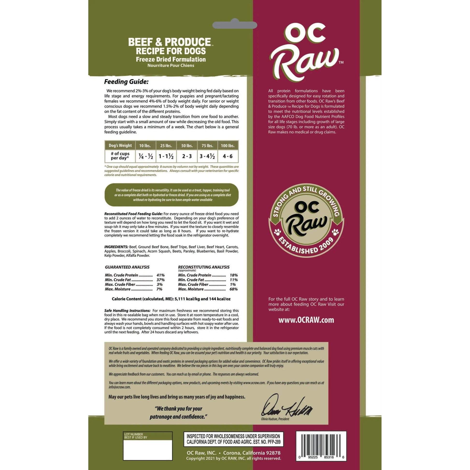 OC Raw Freeze Dried Meaty Rox Beef & Produce Dog Food OC Raw