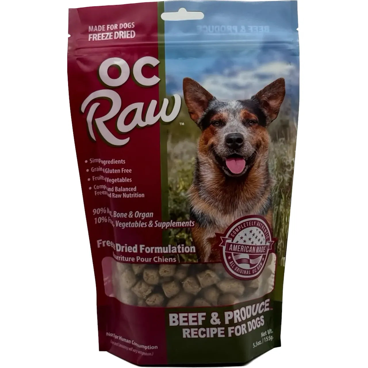 OC Raw Freeze Dried Meaty Rox Beef & Produce Dog Food OC Raw