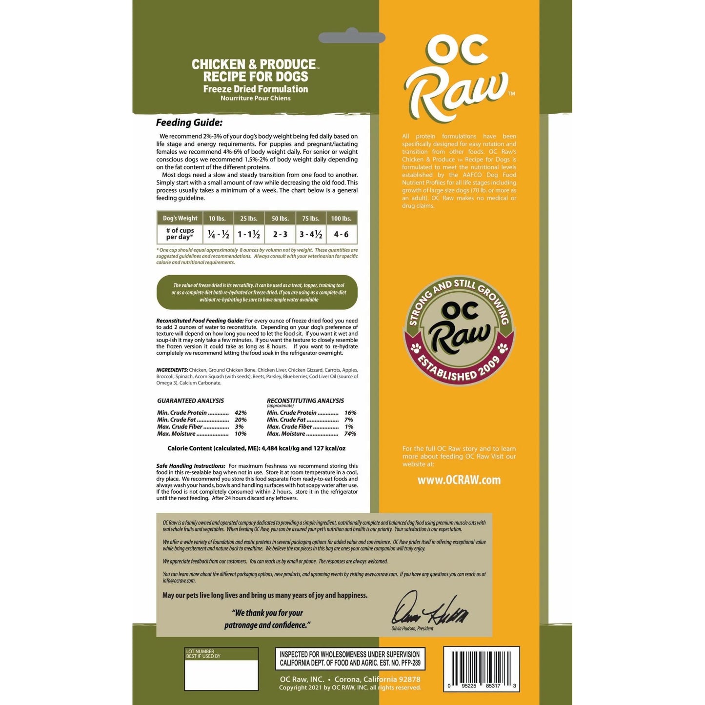 OC Raw Freeze Dried Meaty Rox Chicken & Produce Dog Food OC Raw