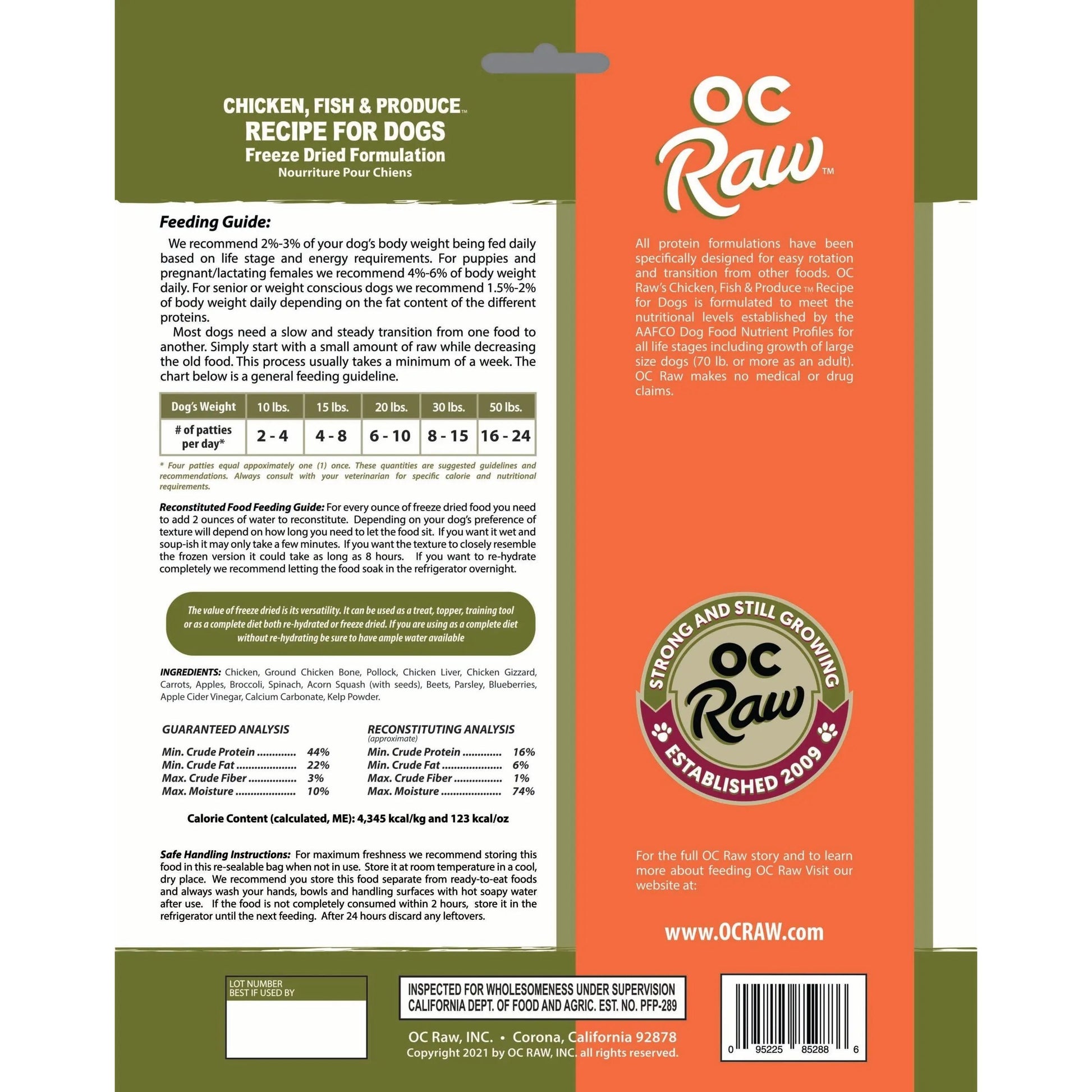 OC Raw Freeze Dried Meaty Rox Chicken, Fish & Produce Sliders Dog Food 14oz OC Raw