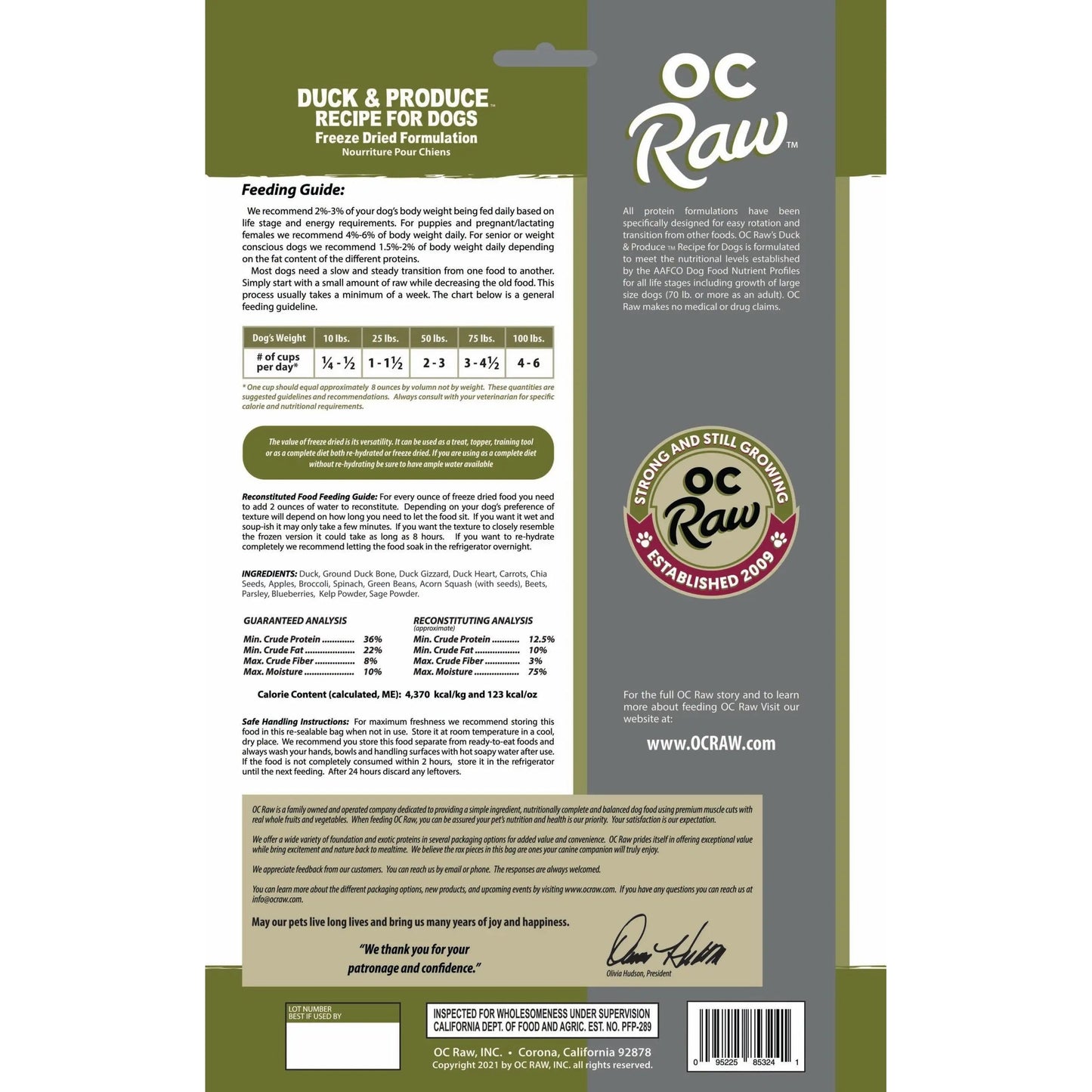 OC Raw Freeze Dried Meaty Rox Duck & Produce  Dog Food OC Raw