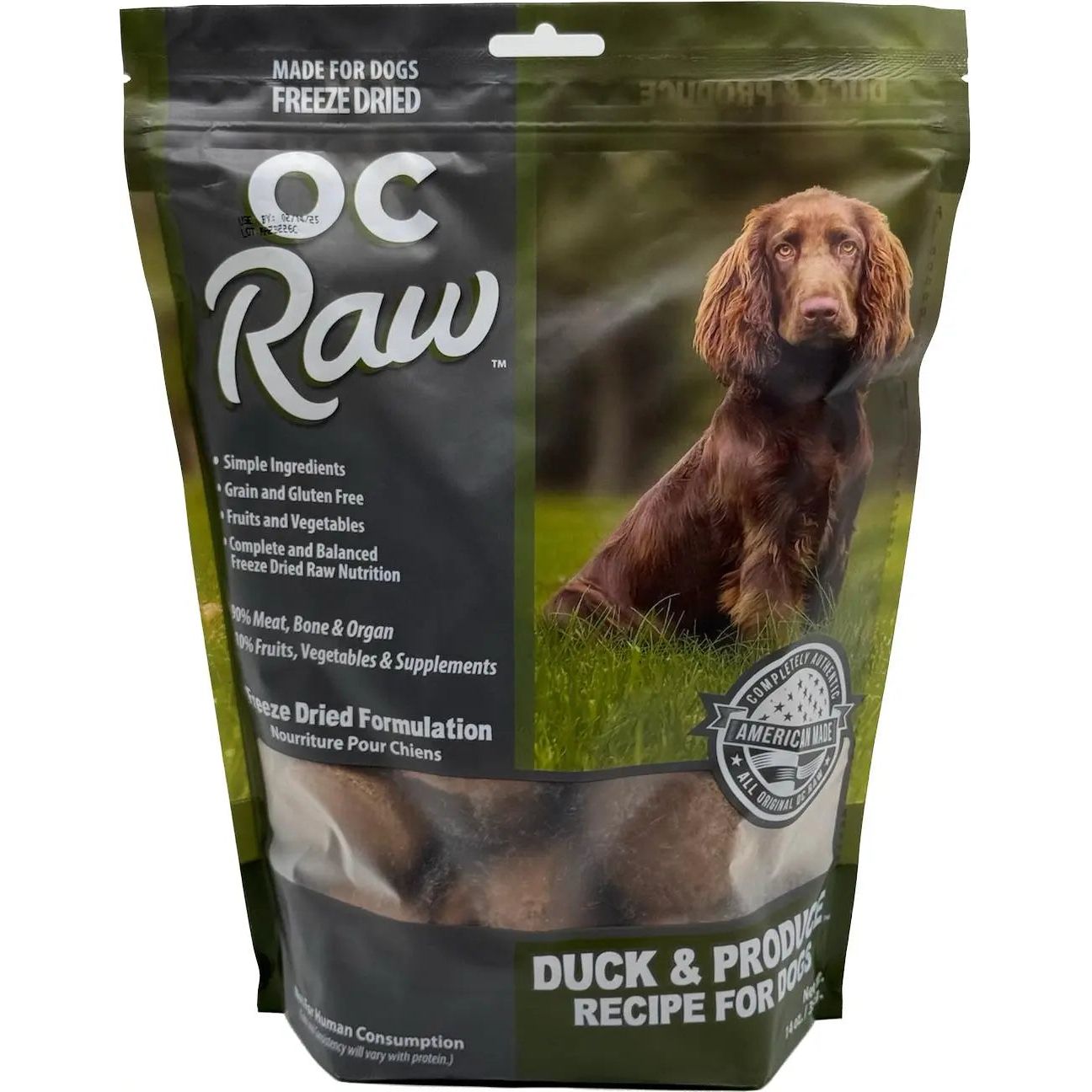 OC Raw Freeze Dried Meaty Rox Duck & Produce Sliders Dog Food 14oz OC Raw