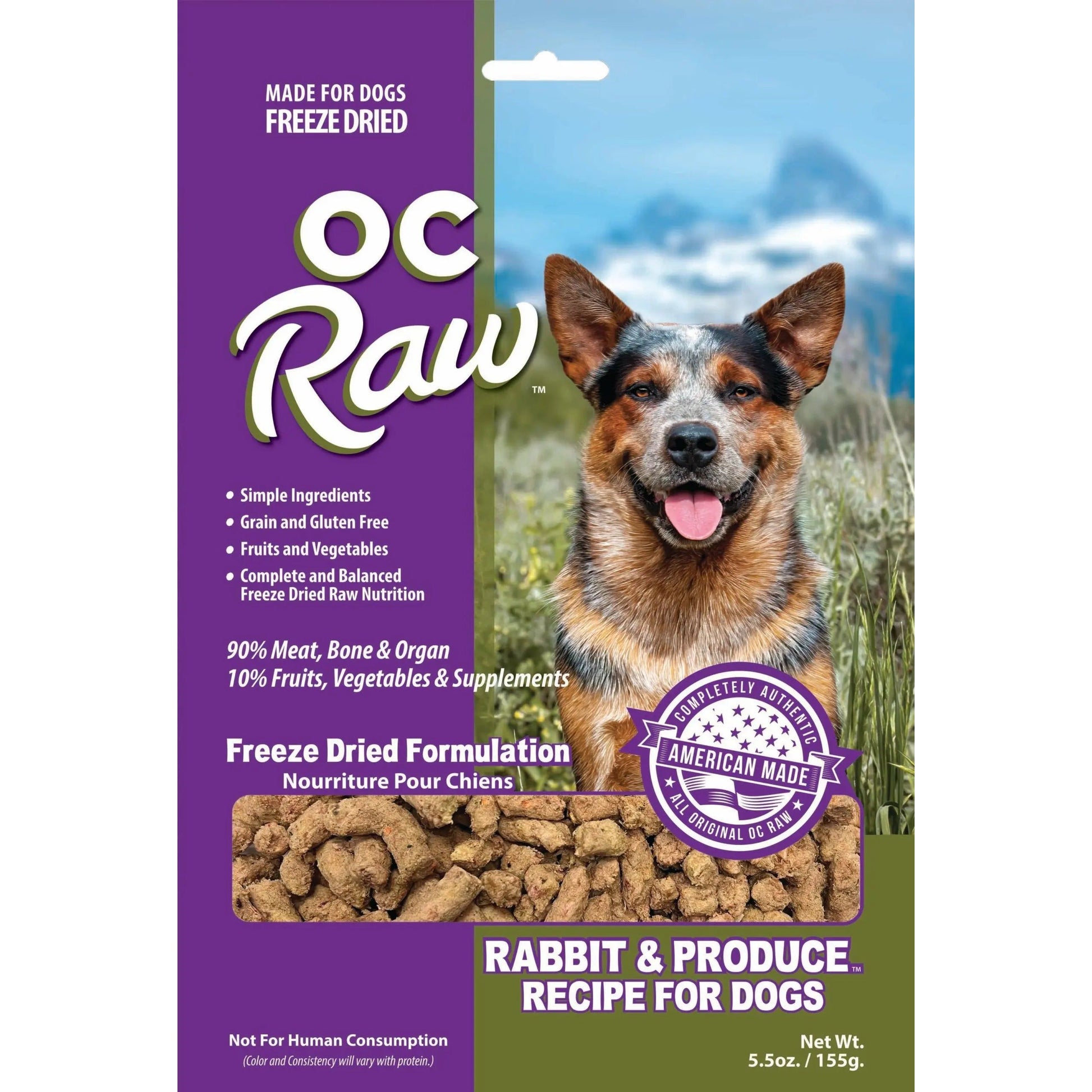 OC Raw Freeze Dried Meaty Rox Rabbit & Produce  Dog Food 5.5oz OC Raw