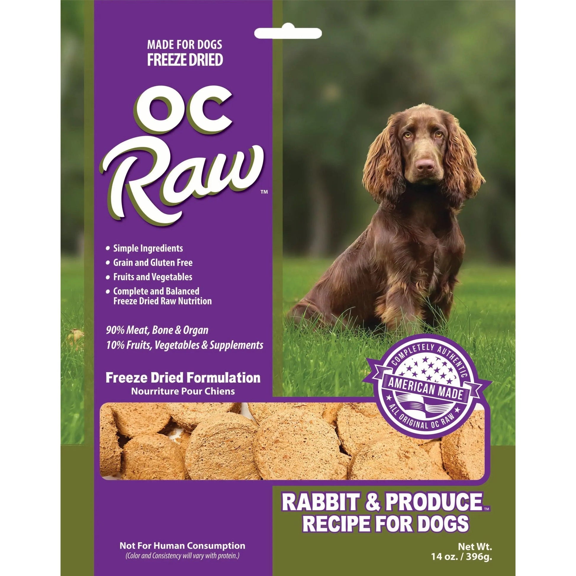 OC Raw Freeze Dried Meaty Rox Rabbit & Produce Sliders Dog Food 14oz OC Raw