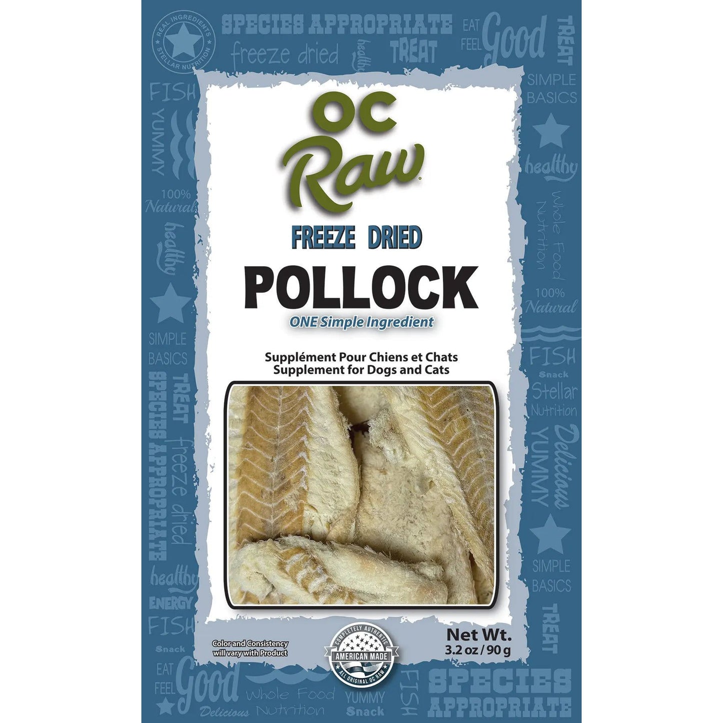 OC Raw Pollock Freeze Dried Dog Treats 3.2oz OC Raw