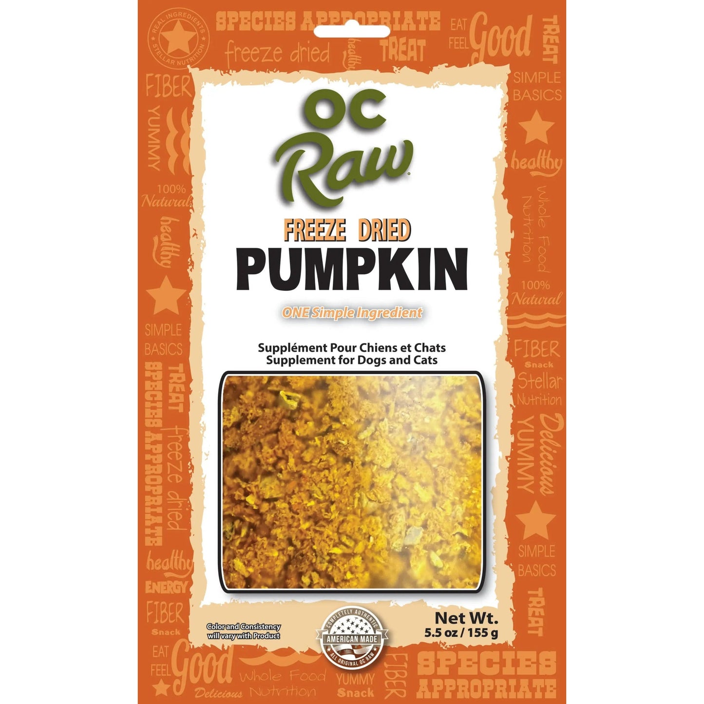 OC Raw Pumpkin Rox Freeze Dried Dog Supplements 5.5oz OC Raw