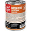 A can of ORIJEN Real Meat Shreds Chicken & Eggs Recipe Stew Grain-Free Wet Dog Food (12.8 oz) offers dogs a biologically appropriate diet, with real chicken and eggs, featuring nutrition info, branding, and guarantee on the label.