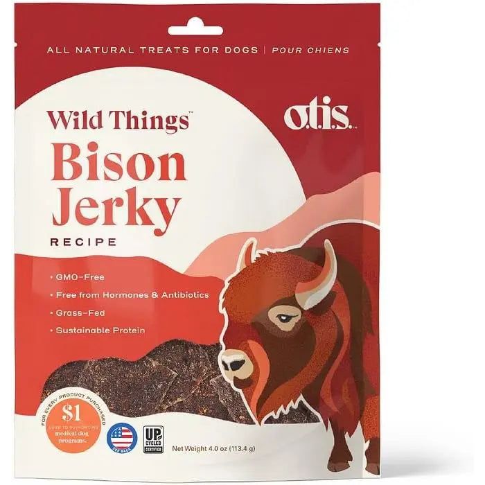 OTIS Wild Things Grass-Fed Bison Jerky Dog Treats 4oz OTIS