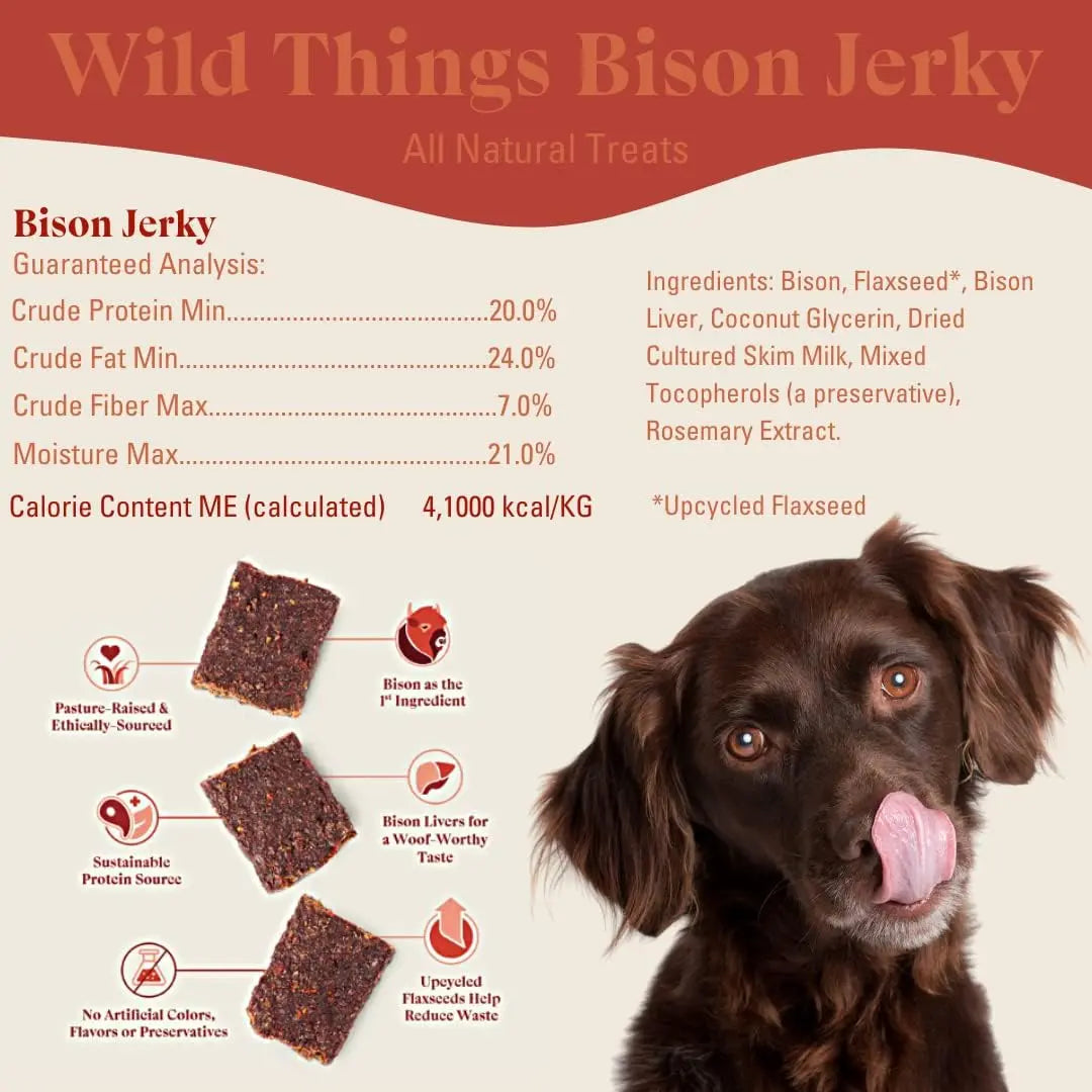 OTIS Wild Things Grass-Fed Bison Jerky Dog Treats 4oz OTIS