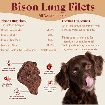 OTIS Wild Things Grass-Fed Bison Lung Filets Dog Treats 4oz OTIS