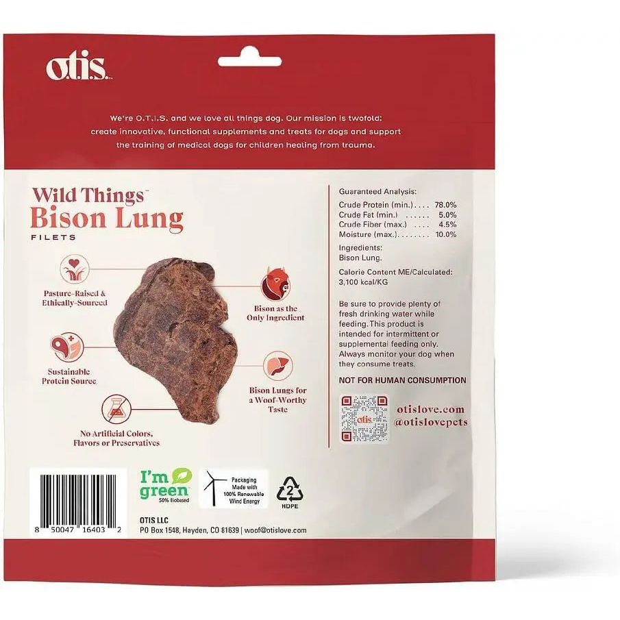 OTIS Wild Things Grass-Fed Bison Lung Filets Dog Treats 4oz OTIS