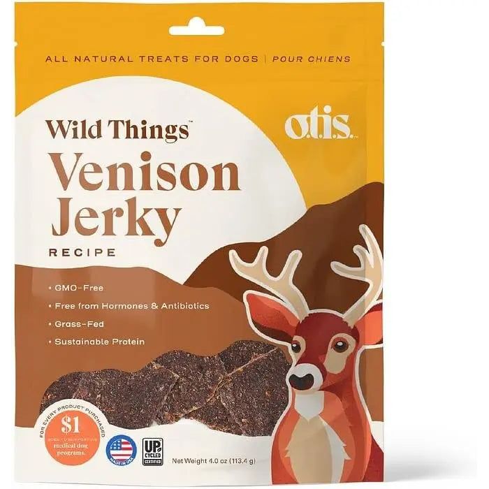 OTIS Wild Things Grass-Fed Venison Jerky Dog Treats 4oz OTIS