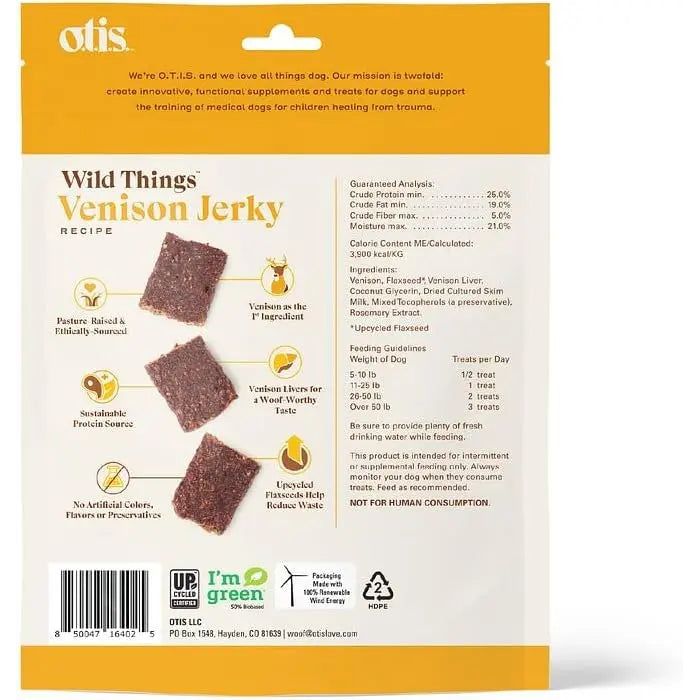 OTIS Wild Things Grass-Fed Venison Jerky Dog Treats 4oz OTIS