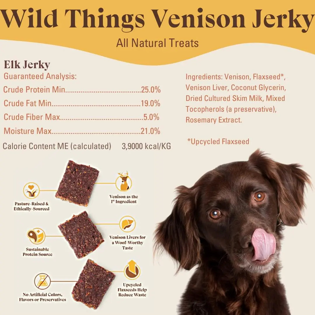 OTIS Wild Things Grass-Fed Venison Jerky Dog Treats 4oz OTIS