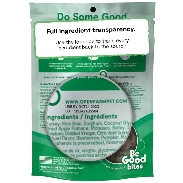 Open Farm Be Good Bites Turkey Recipe Soft & Chewy Treats 6 oz Open Farm