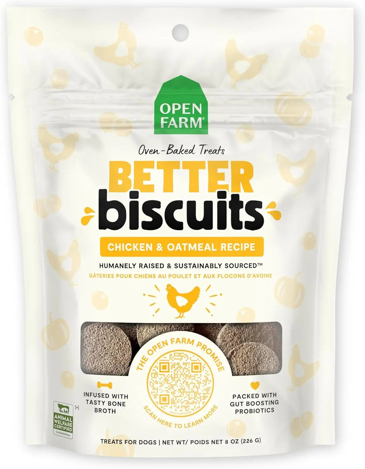 Open Farm Better Biscuits Chicken & Oatmeal Oven Baked Dog Treats 8 oz Open Farm